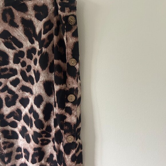 Leopard Print Sleeveless Midi Slip Dress With Side Button Details - Picture 2 of 10